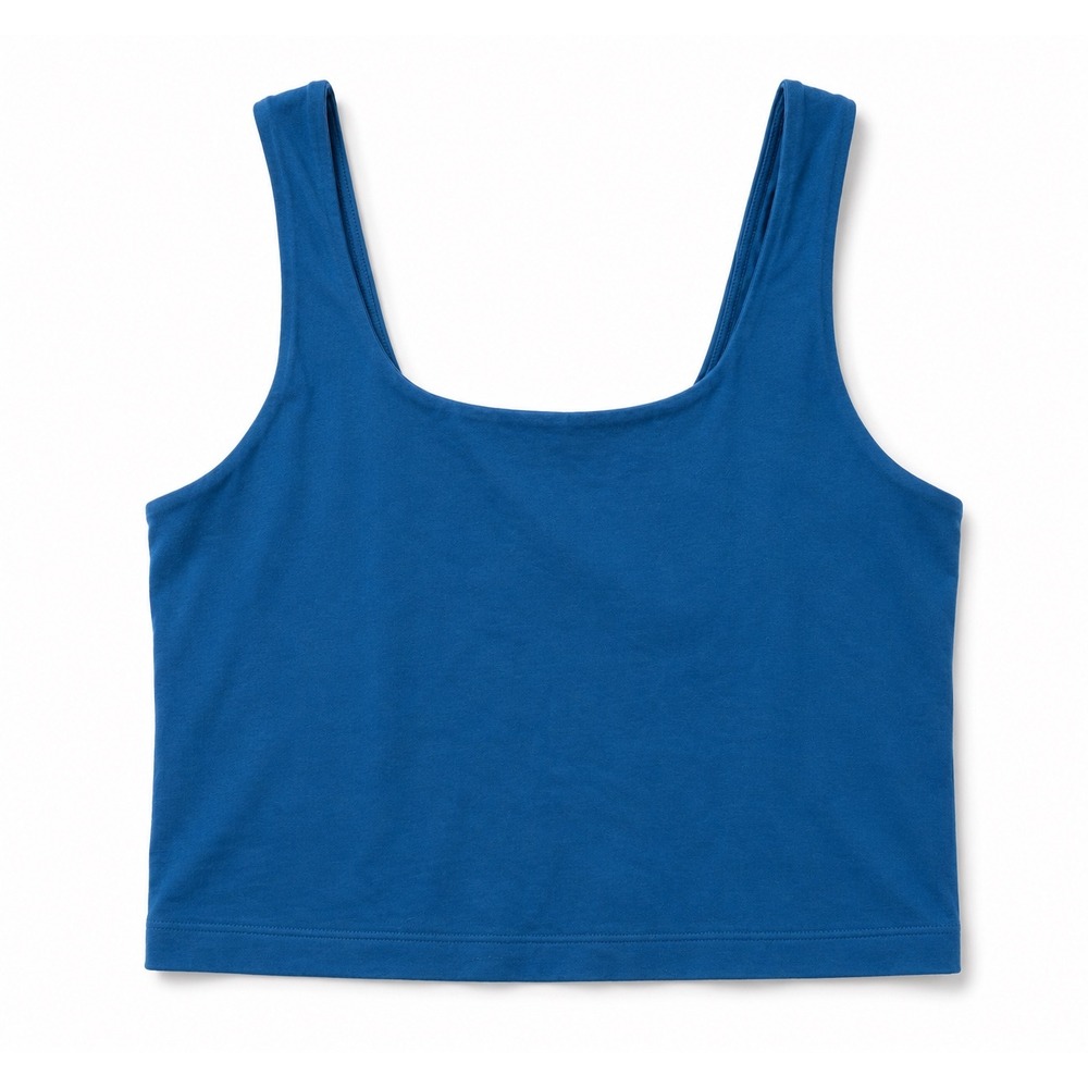 Athleta Elation Crop Tank Square Neck Bra Top Teal Blue Large